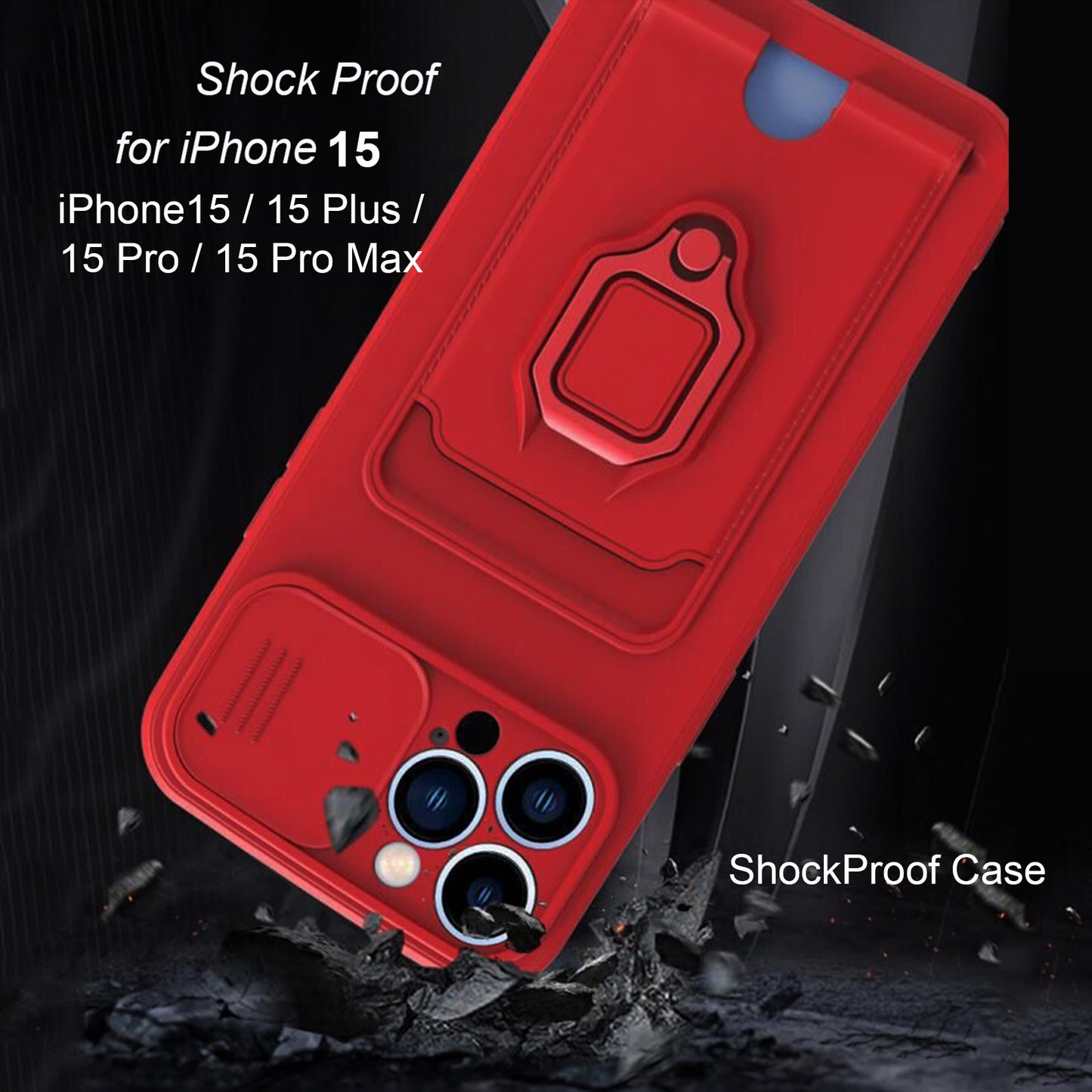 iPhone 15 Case with Lanyard Strap Card Holder and Swipe Camera Lens Protector Case for iphone15 series