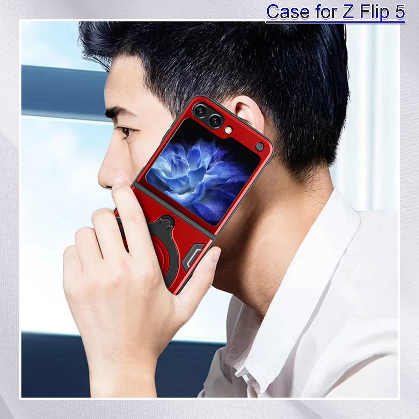 Miitoomo for Samsung Galaxy Z Flip 5 Case Military Shockproof Rugged Magnetic Armor Case