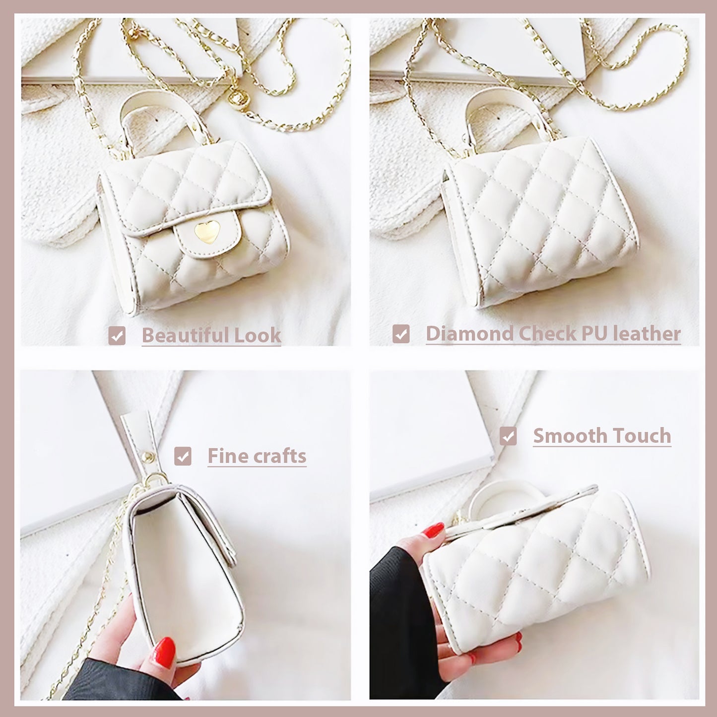 Small Crossbody Bags for Girls Women Purse Fashion Leather Top Handle Chain Strap Light Weight