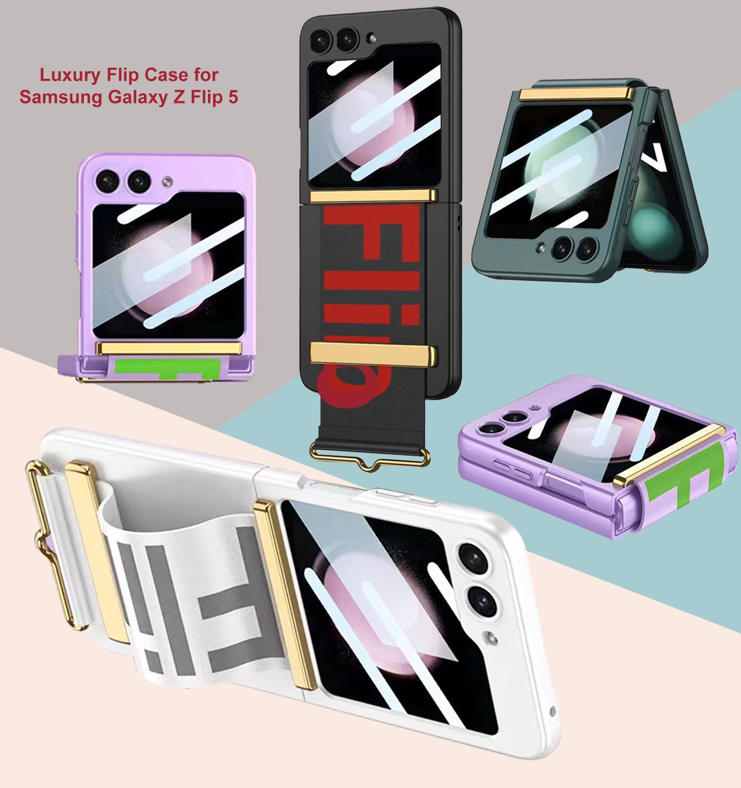 Wristband Case For Samsung Galaxy Z Flip 5 Case 2023 5G Built-in Screen Protector