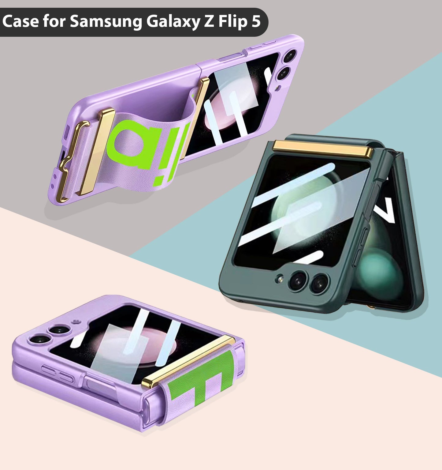 Wristband Case For Samsung Galaxy Z Flip 5 Case 2023 5G Built-in Screen Protector