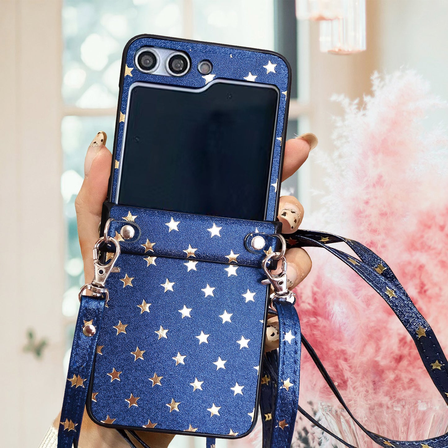 Fashion Stars Cases for Samsung Galaxy Z Flip 5 Case with Crossbody Strap