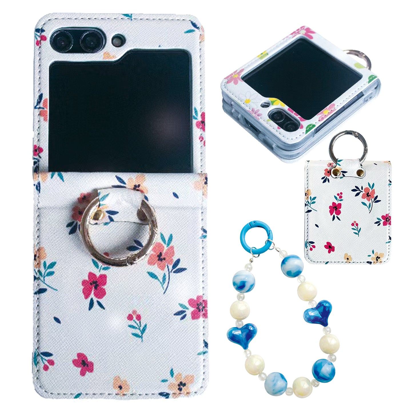 Floral Cases for Samsung Galaxy Z Flip 5 Case with Crossbody Strap