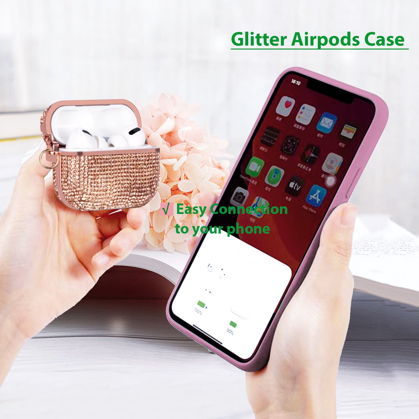 New Shiny Glitter Case for Apple AirPods 3 , Airpods Pro and Airpods Pro2 Case Glitter and Keychain