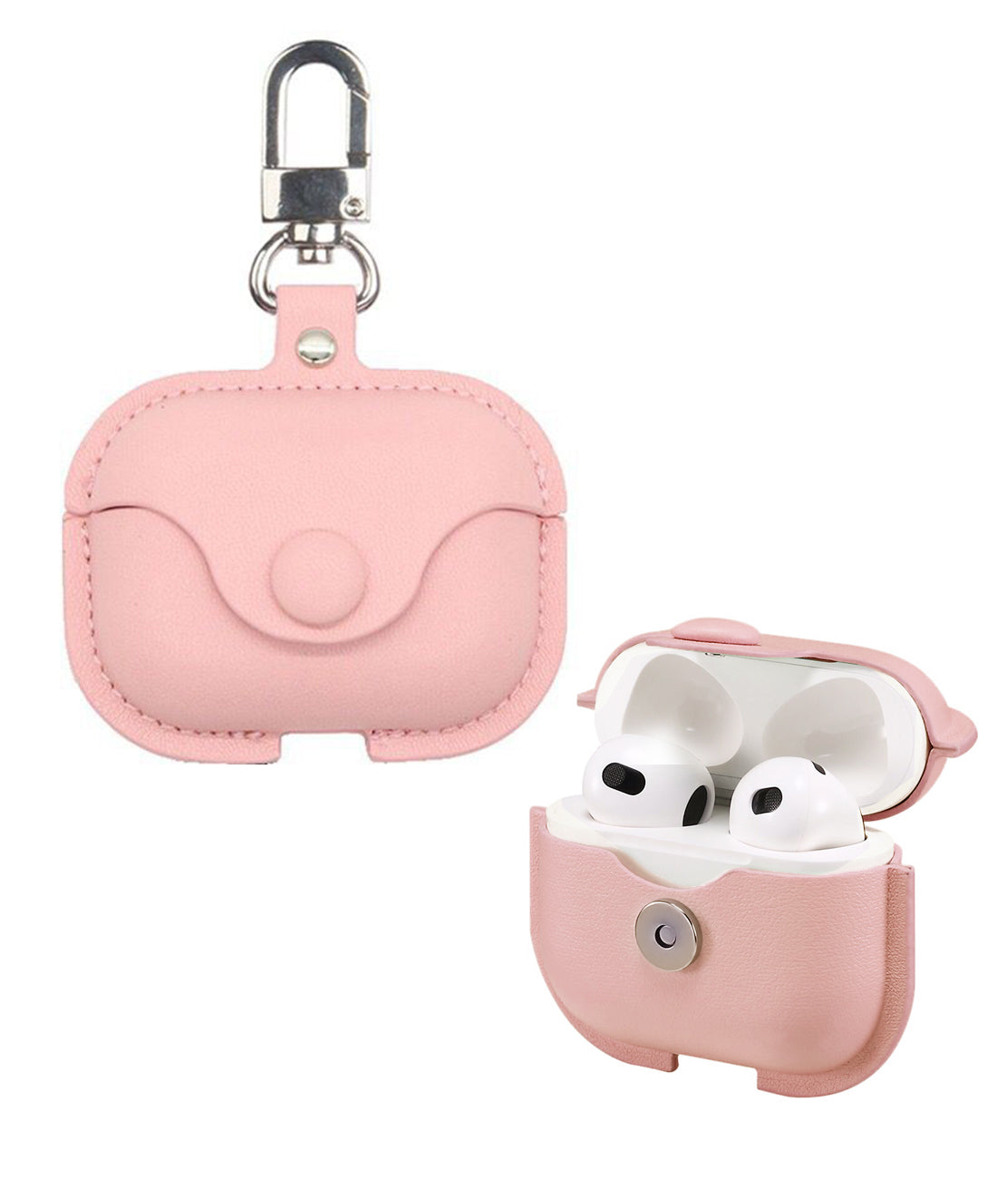 Miitoomo for Apple AirPods Case Leather Hybrid Snap Closure Case Cover Charge with case on