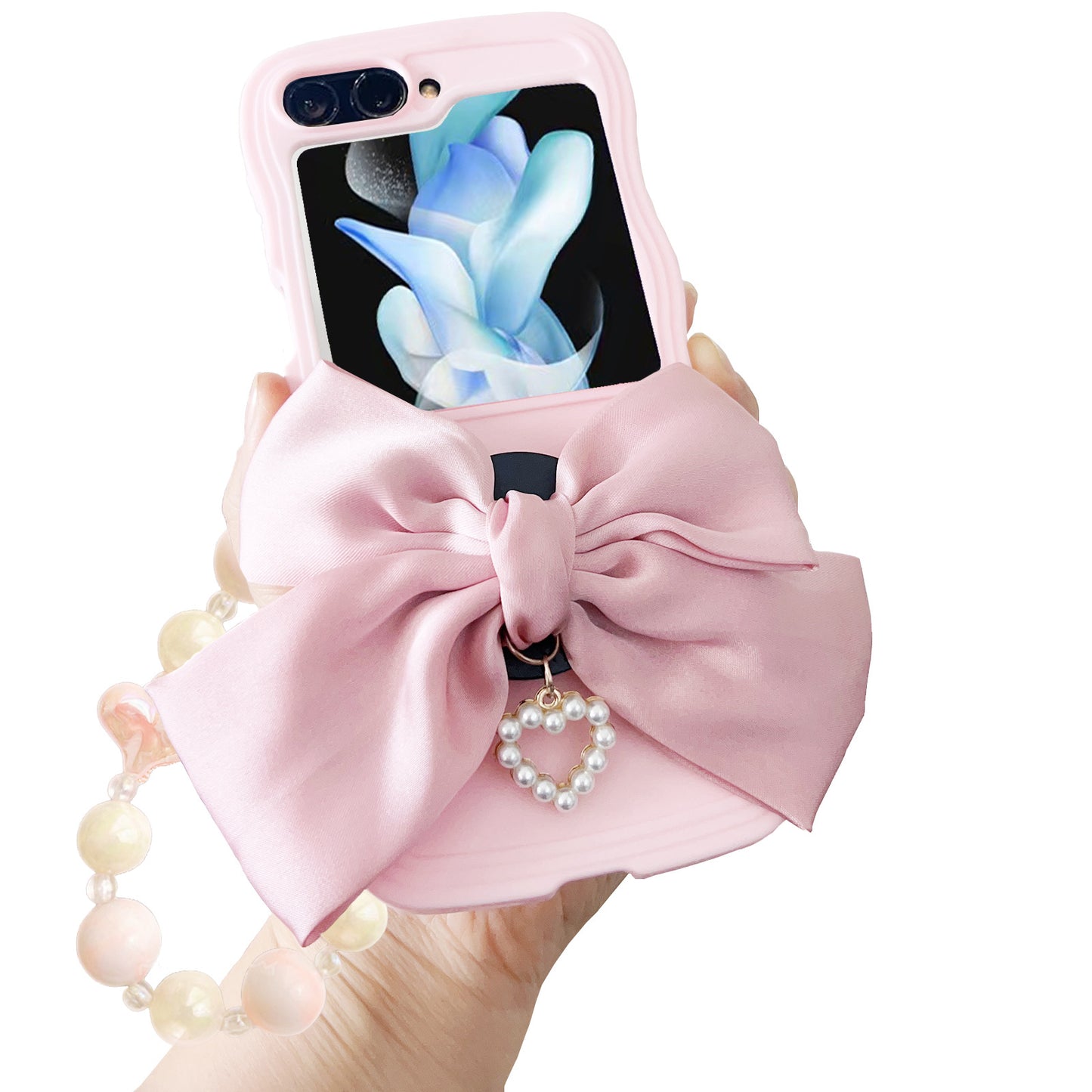 Fashion Case for Samsung Galaxy Z Flip 5 Case Cute with Big Bow, Soft TPU . Hinge Connection and Screen Protector