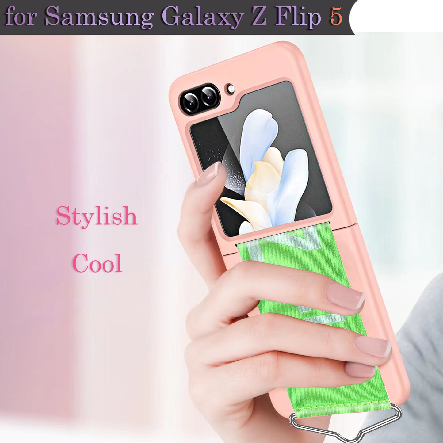 Miitoomo for Samsung Galaxy Z Flip 5 Case with Wrist Band "Z Flip" Letters Pattern
