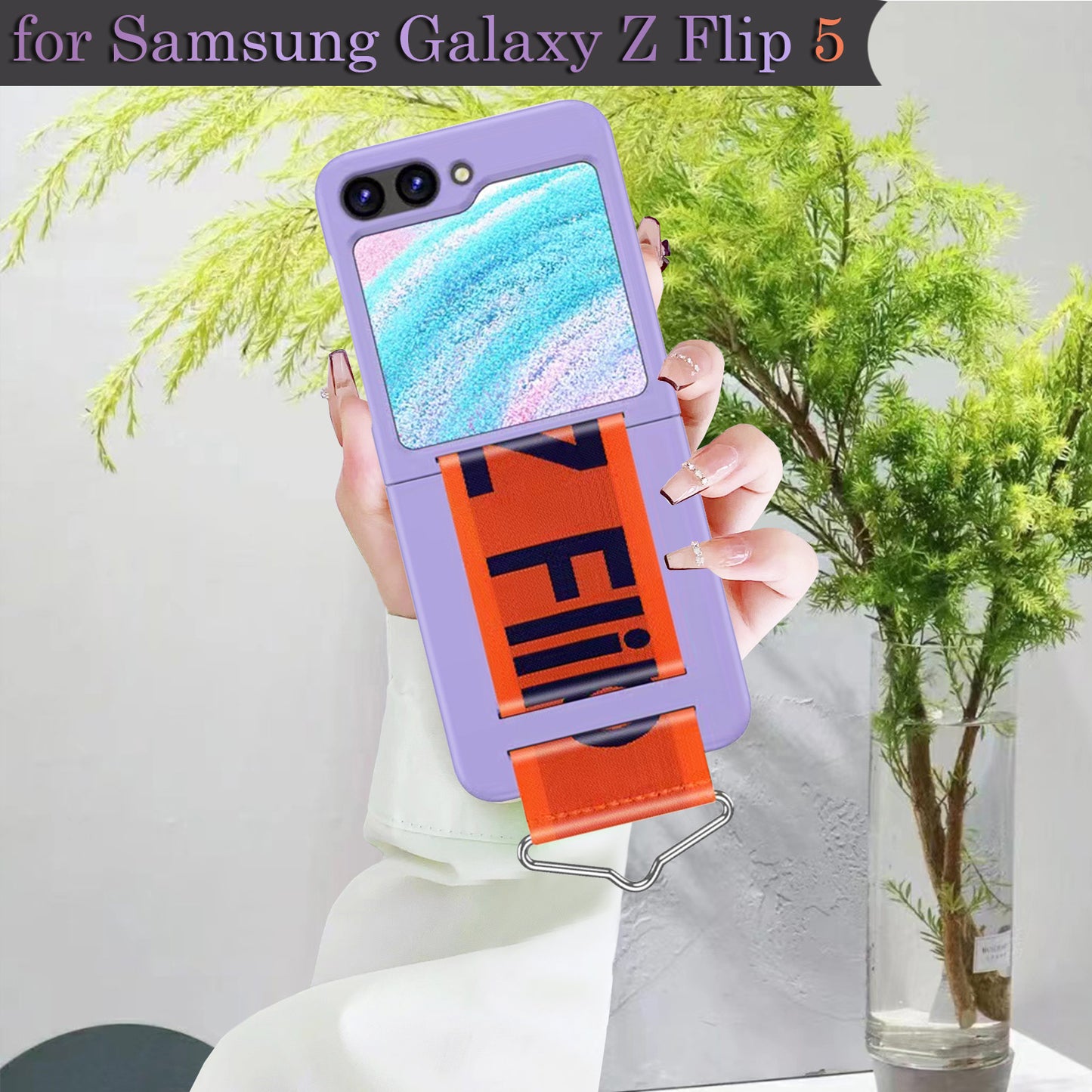 Miitoomo for Samsung Galaxy Z Flip 5 Case with Wrist Band "Z Flip" Letters Pattern