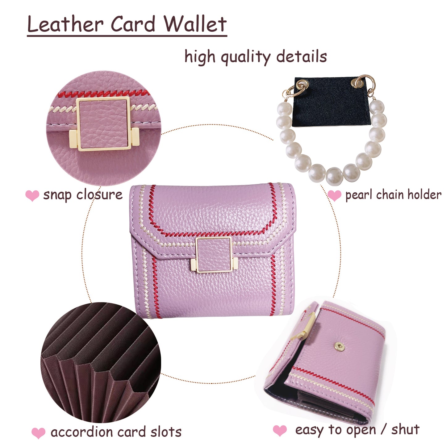 Miitoomo Purple Credit Card Wallet for Women 10 Card Slots Card Holder Accordion Wallet