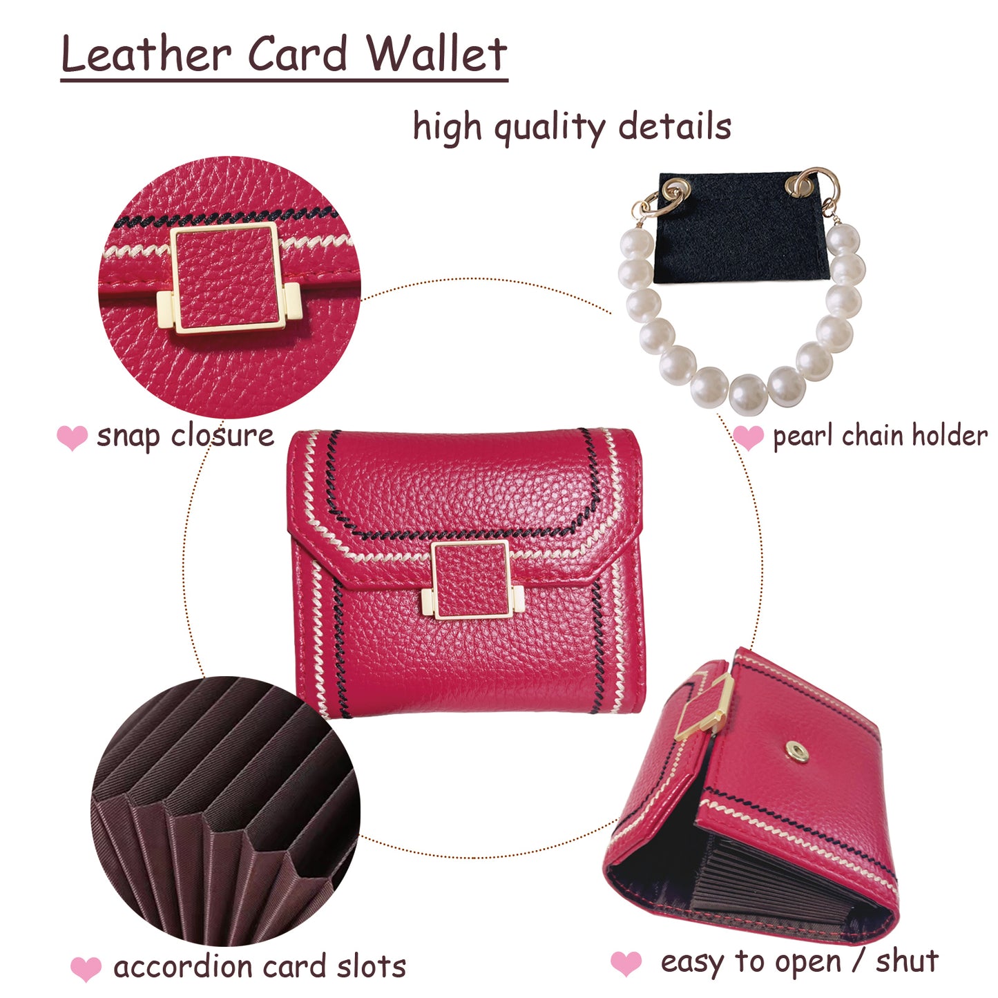 Miitoomo Red Credit Card Wallet for Women 10 Card Slots Card Holder Accordion Wallet
