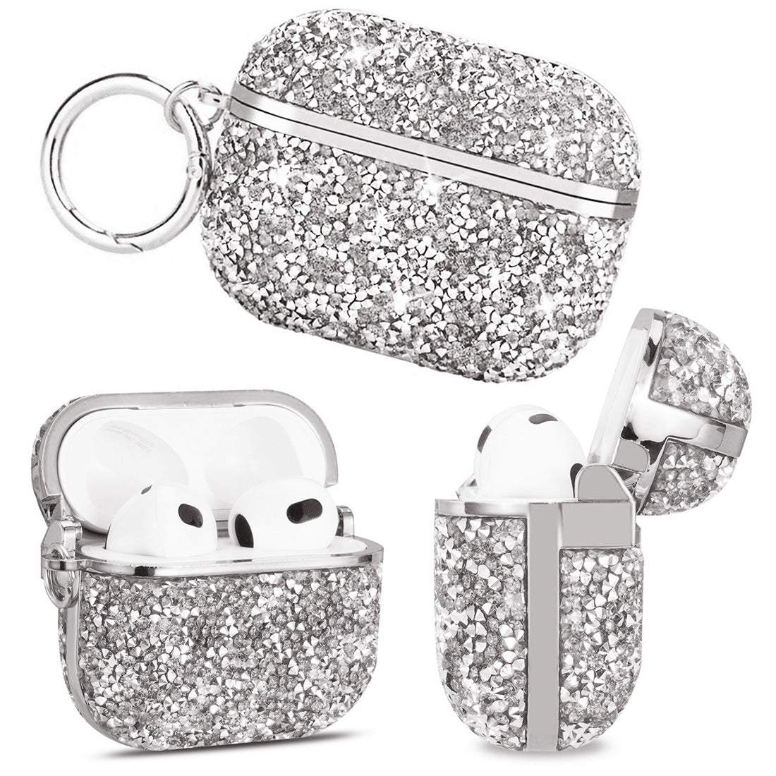 Miitoomo for Apple AirPods Case Glitter Diamond and Ring Keychain