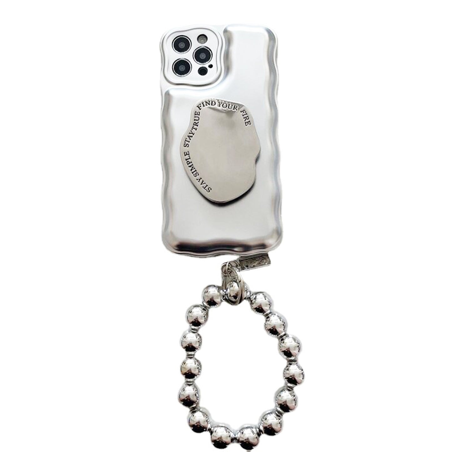 Miitoomo Compatible for iPhone 15 Case with Silver Kickstand and Key Chain TPU Case