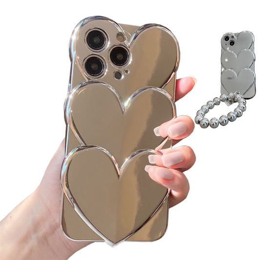Miitoomo Compatible for iPhone 15 Case with Silver Kickstand and Silver Key Chain Soft Shockproof Case