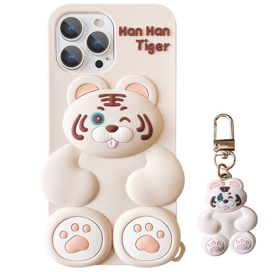 3D Cartoon Tiger Cute Case for iPhone 13 Case 6.1" Liquid Silicone Case