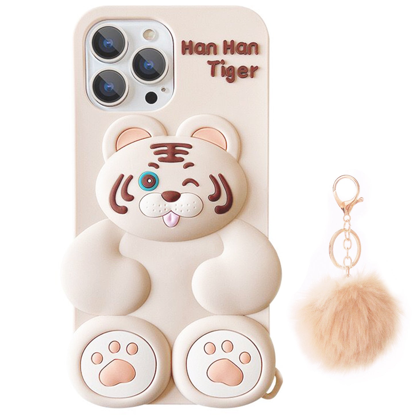 3D Cartoon Tiger Cute Case for iPhone 13 Case 6.1" Liquid Silicone Case