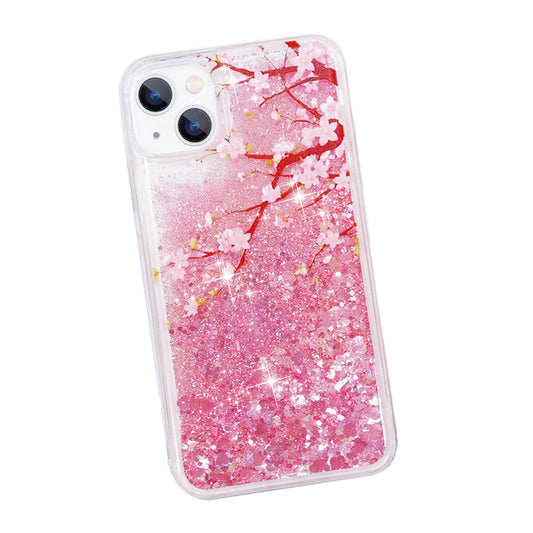 iPhone 13 Case Glitter Clear Blossom Flowers Liquid Sequins Bling Sparkle Case for iPhone 13